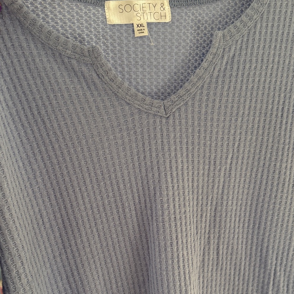 Girls XXL Long Sleeve Waffle Tee in Dusty Blue - Picture 4 of 4